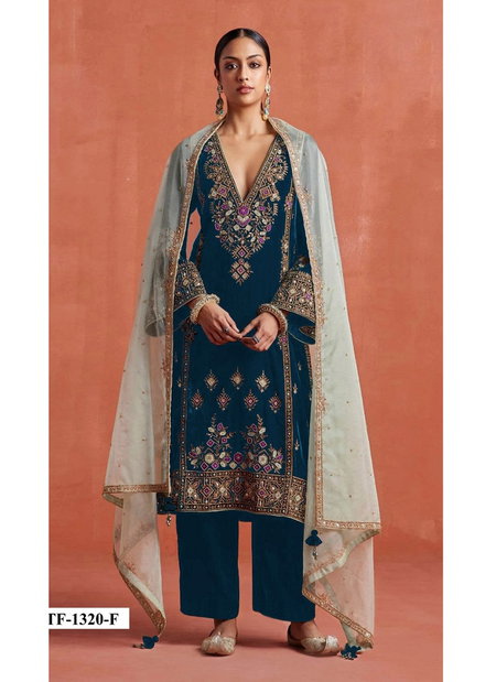 Tf 1320 A To F Velvet Embroidery Work Pakistani Salwar Kameez Suits Online Wholesale